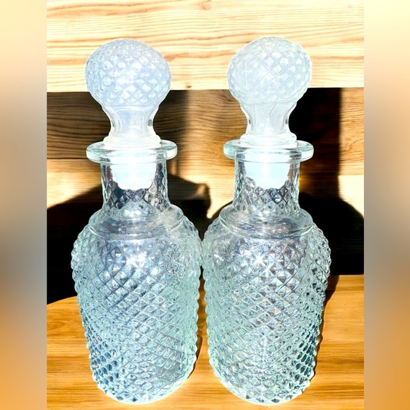 Avon Other - Vintage Set Of Glass AVON Perfume Cologne Bottle With Stopper Diamond Pattern